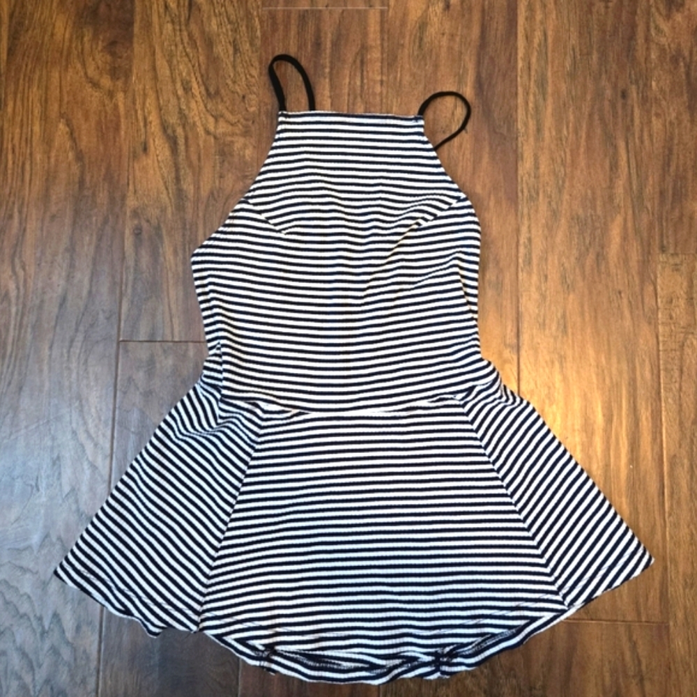 FREE people Womens Blue and White Striped Top